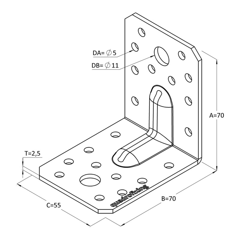 Kątownik do drewna z występem, czarny (1 szt.) 5