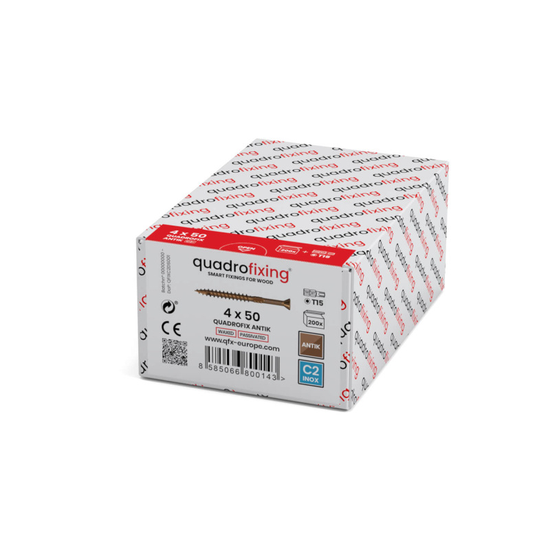 Wkręty ze stali nierdzewnej 4,0-5,0 mm do tarasów i elewacji QUADROFIX ANTIK C2 1