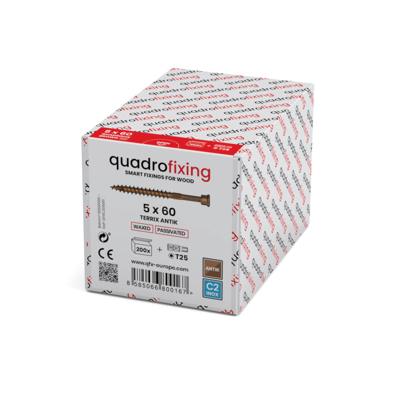 Wkręty tarasowe 5,0 mm (200 szt. + bit) TERRIX ANTIK 1