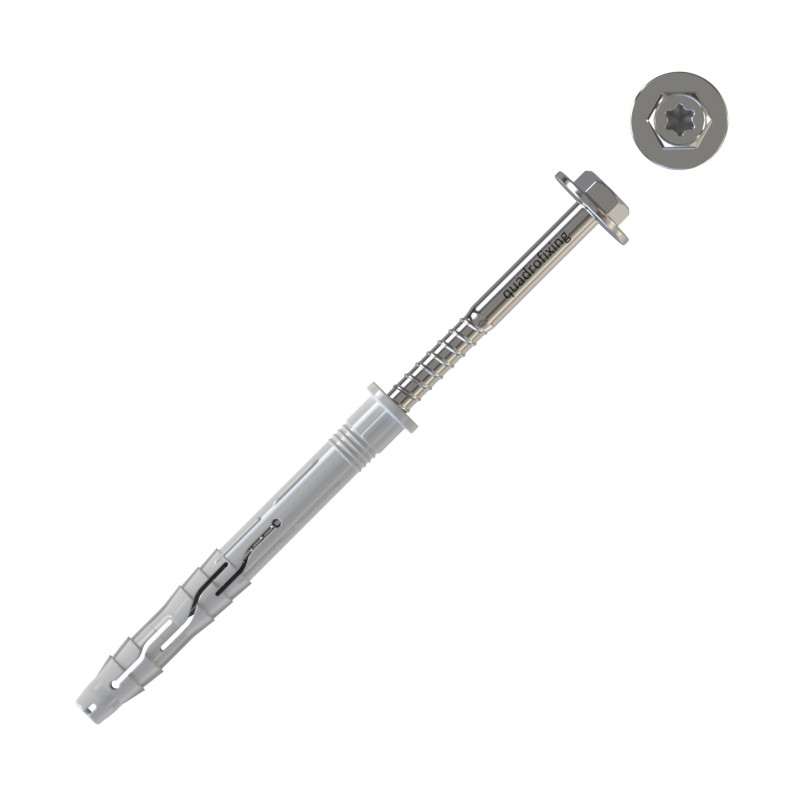 Kołek ramowy Ø 8 mm – wkręt z łbem sześciokątnym i podkładką, Torx 30