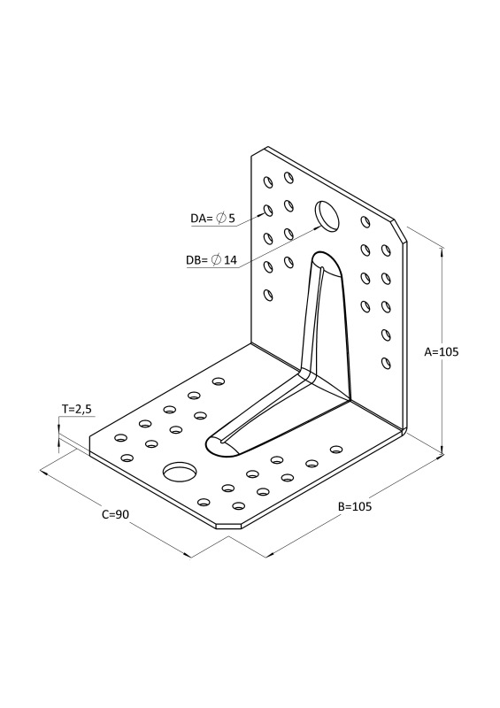 Uholník do dreva s prelisom 5