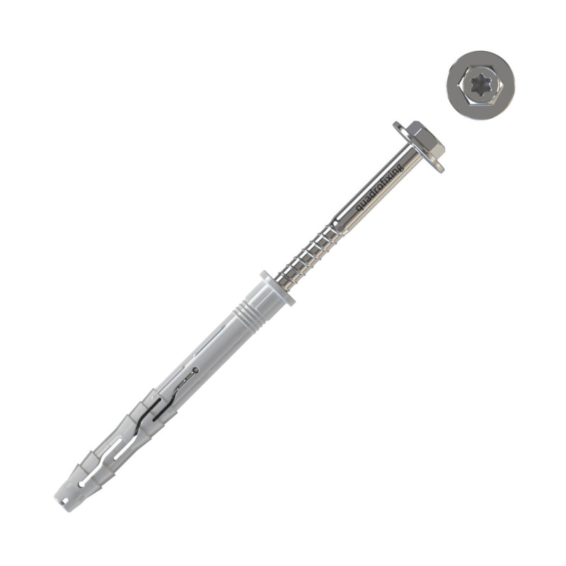 Kołek ramowy Ø 10 mm – wkręt z łbem sześciokątnym i podkładką, Torx 40