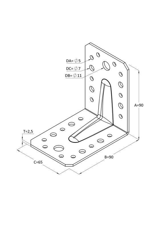 Uholník do dreva s prelisom 6